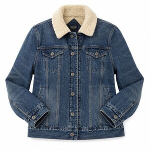 Hot Topic Denim Jacket Mens Large Blue Sherpa Lined Trucker Jean Jacket Grunge
